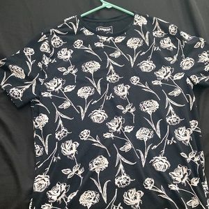 Express black shirt with white roses